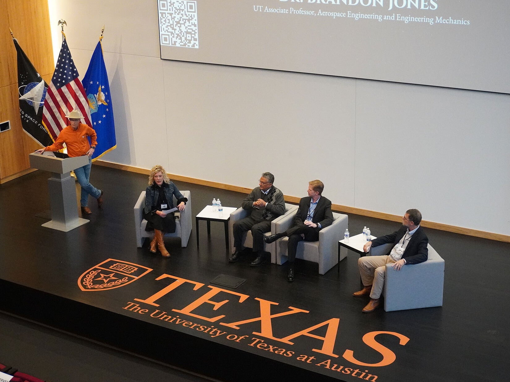 UT's distinguished academic research panel included CSR Director Lori Magruder, alongside ASE/CSR’s Srinivas Bettadpur and Brandon Jones, and Jackson School of Geoscience’s Michael Young at the 2025 National Defense in Space Summit.